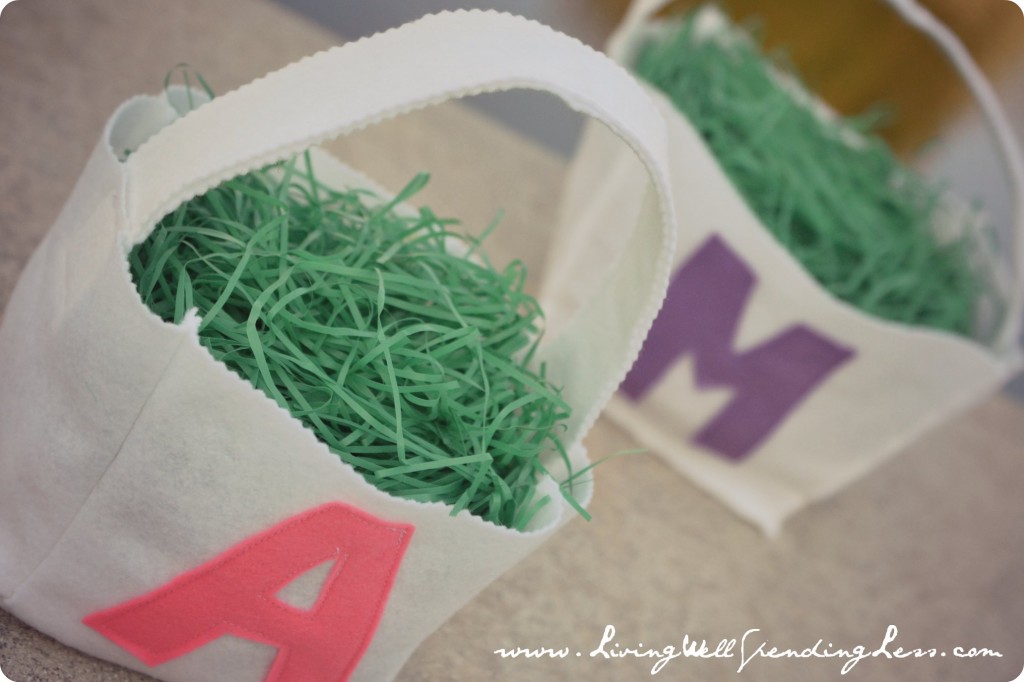 Once felt Easter baskets are finished, begin filling them with decoration. 