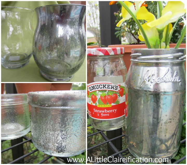 You can transform just about any clear glass with this easy DIY mercury glass tutorial - a jelly jar, mason jar, or mini hurricane glass!