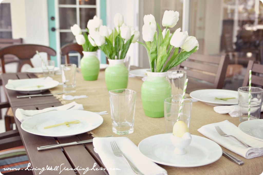 Easter Sunday Brunch simple table decoaration Ideas from the dollar store.