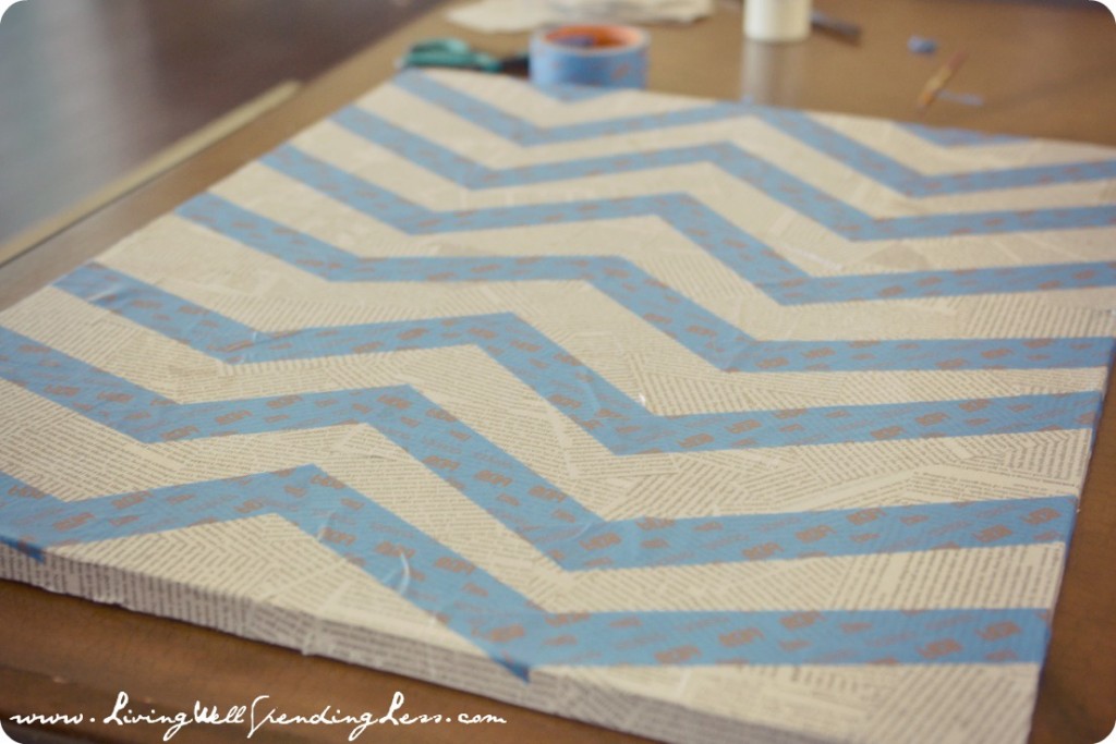 DIY Chevron Patterned Canvases