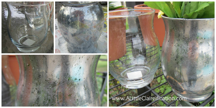 Before, in progress, and after two coats of spray paint. This DIY mercury glass tutorial is so easy to follow.