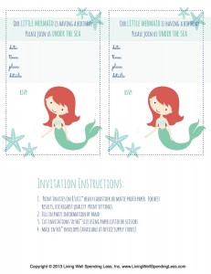 Use this cute free mermaid printable invitations for your next birthday party!