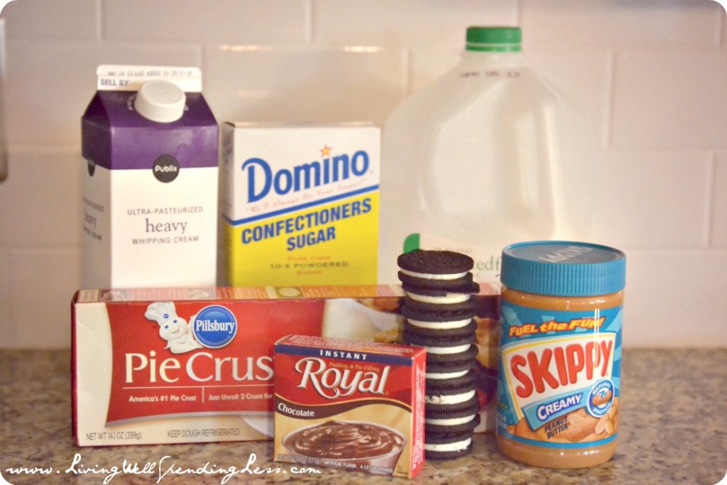 Quick & Easy Chocolate Peanut Butter Oreo Pie ingredients 