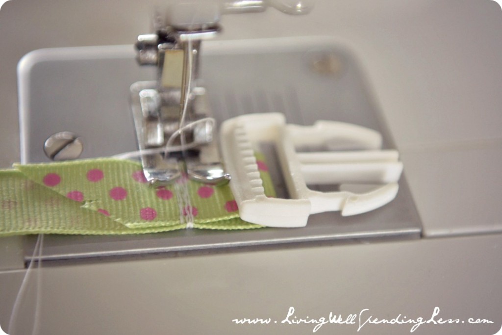 Create a buckle strap with the old buckle and new ribbon.