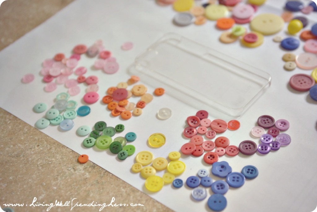 Easy DIY iPhone Case with Rainbow Buttons