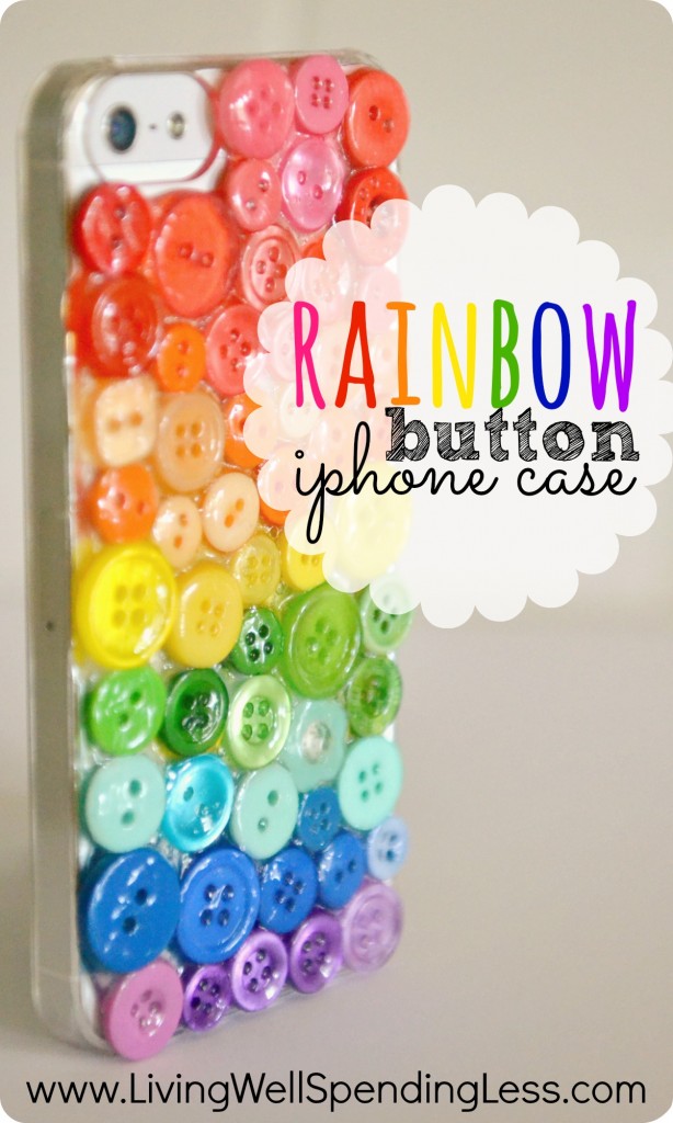 Easy DIY iPhone case with rainbow buttons