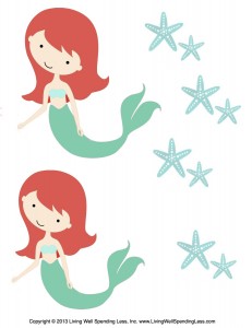 These small mermaid graphics are perfect printables for your table, banners and more. 