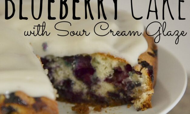 Sugar-Crusted Blueberry Cake with Sour Cream Glaze