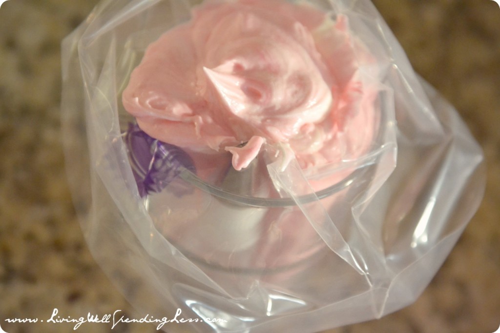 Fill a frosting bag by laying it inside a glass (this makes it much easier to fill up).