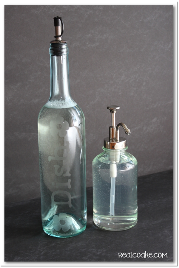 DIY Etched Wine Bottle Dish Soap Dispenser