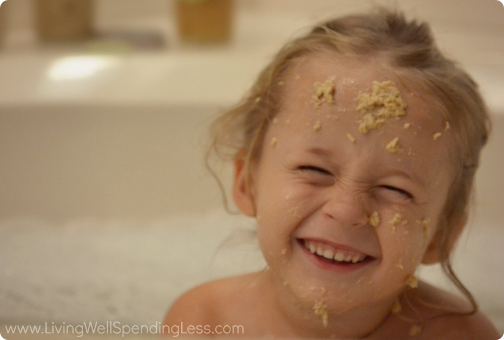 An oatmeal bath is a great way to soothe sensitive skin (and it's kind of fun to smear oatmeal on your face).