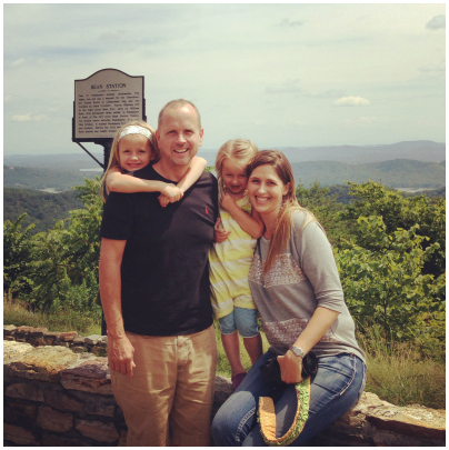 Our family at a scenic overlook during our road trip. 