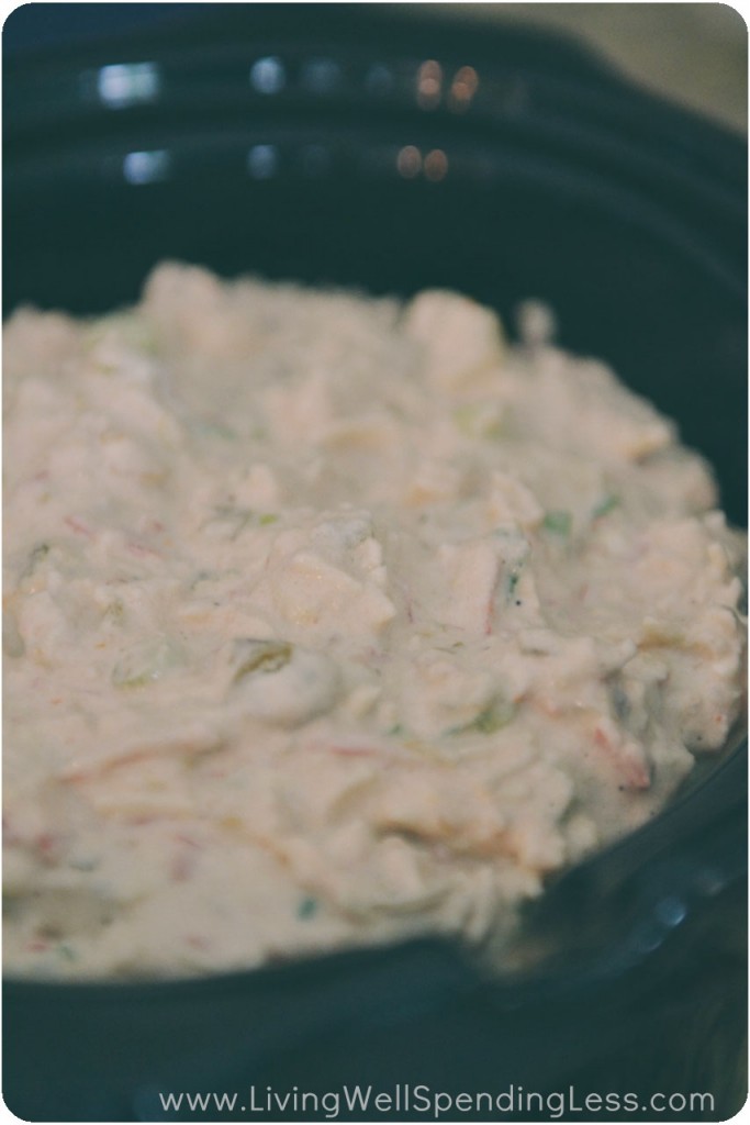 Cook the crab dip in a crockpot on low for about 4 hours