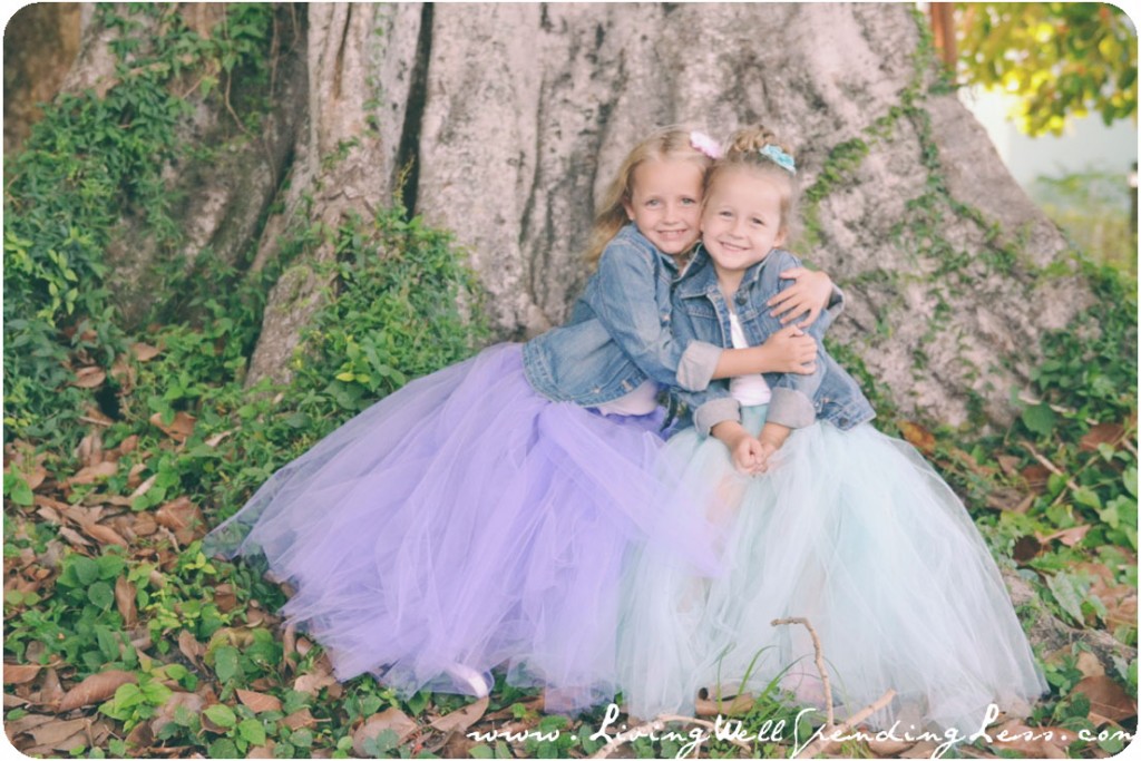 These girls look super sweet in their matching full tulle skirts, bows and cute denim jackets. 