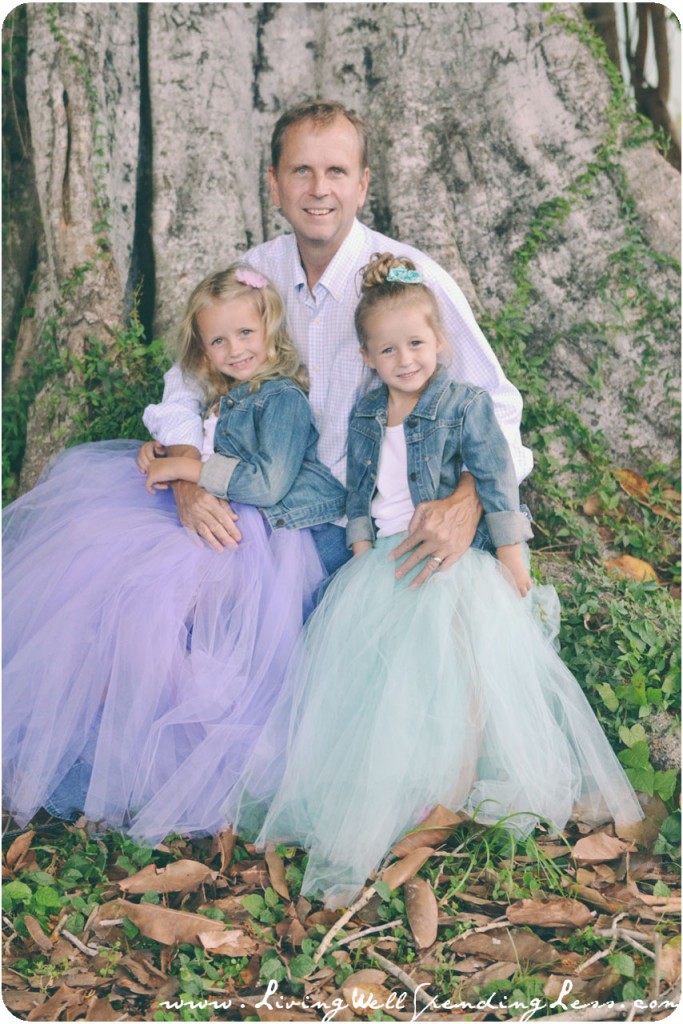 Tulle skirts are a beautiful princess look for family photos, like this one of my girls with their dad. 