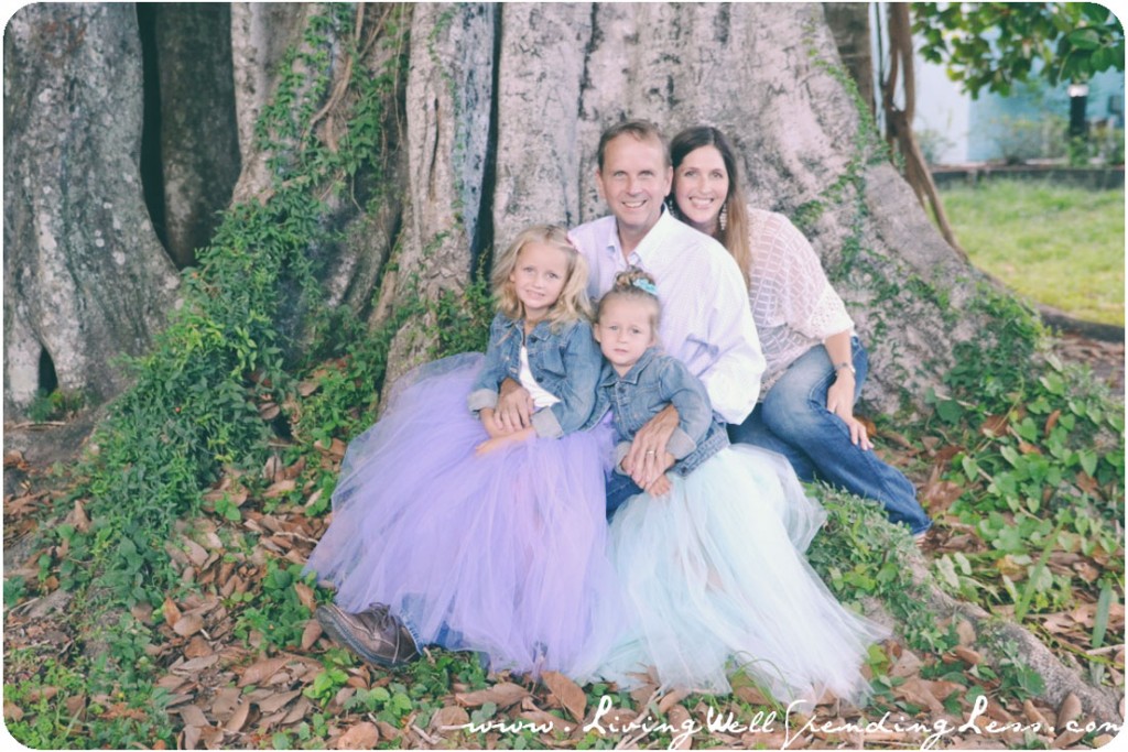 The girls really stand out in their full tulle skirts in this outdoor family photo. 