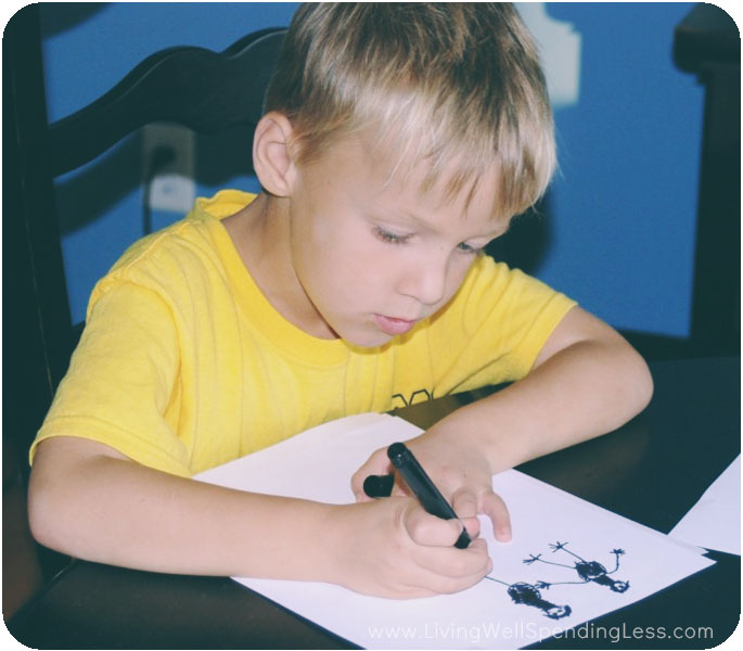 The little artist at work, creating their masterpiece