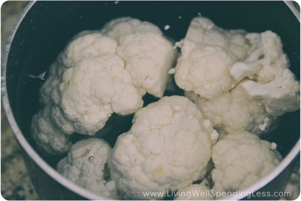 Boil cauliflower for about 8 minutes until soft