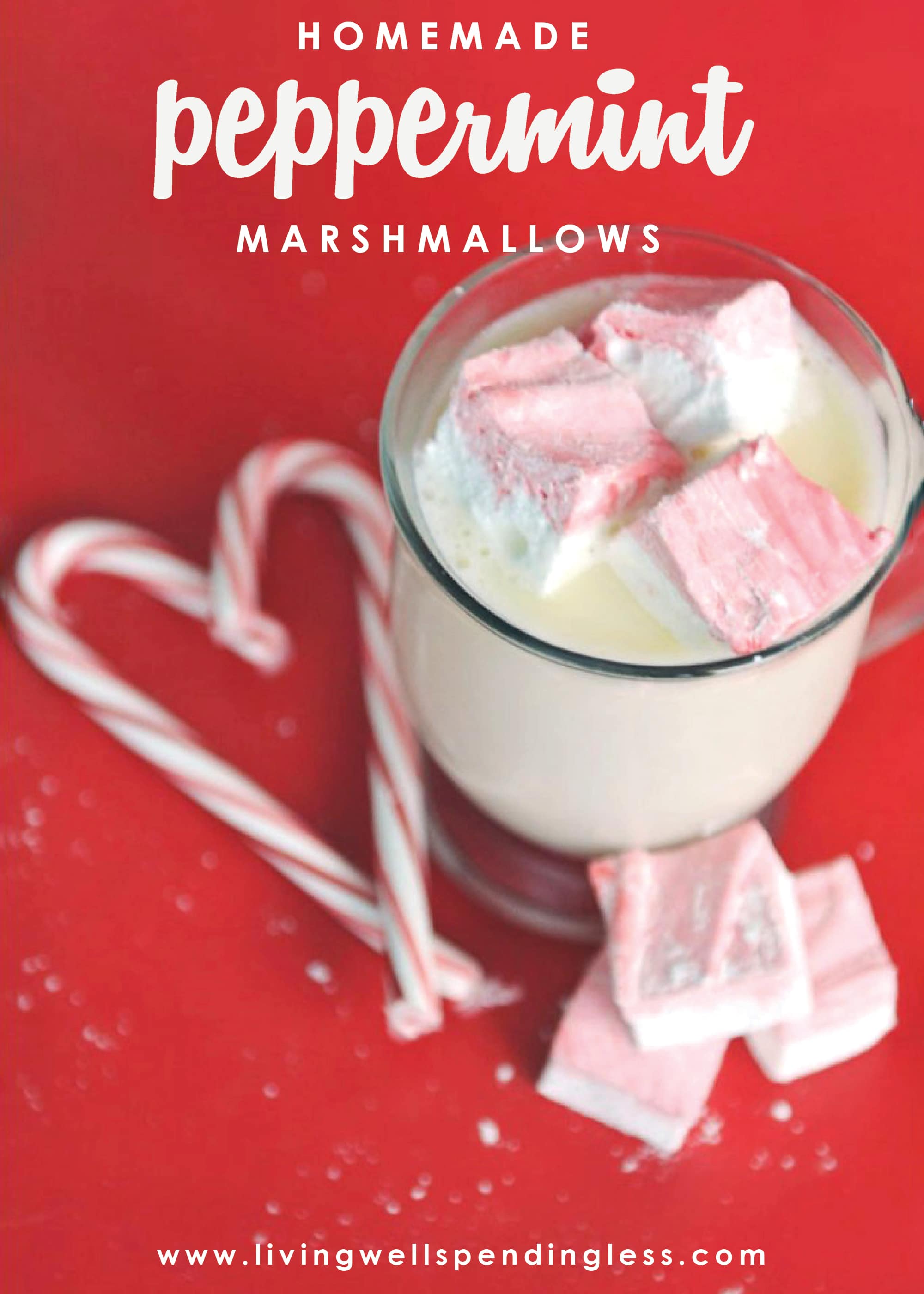These homemade peppermint marshmallows are a fun twist on the ordinary marshmallow. The perfect addition to a cup of hot chocolate.