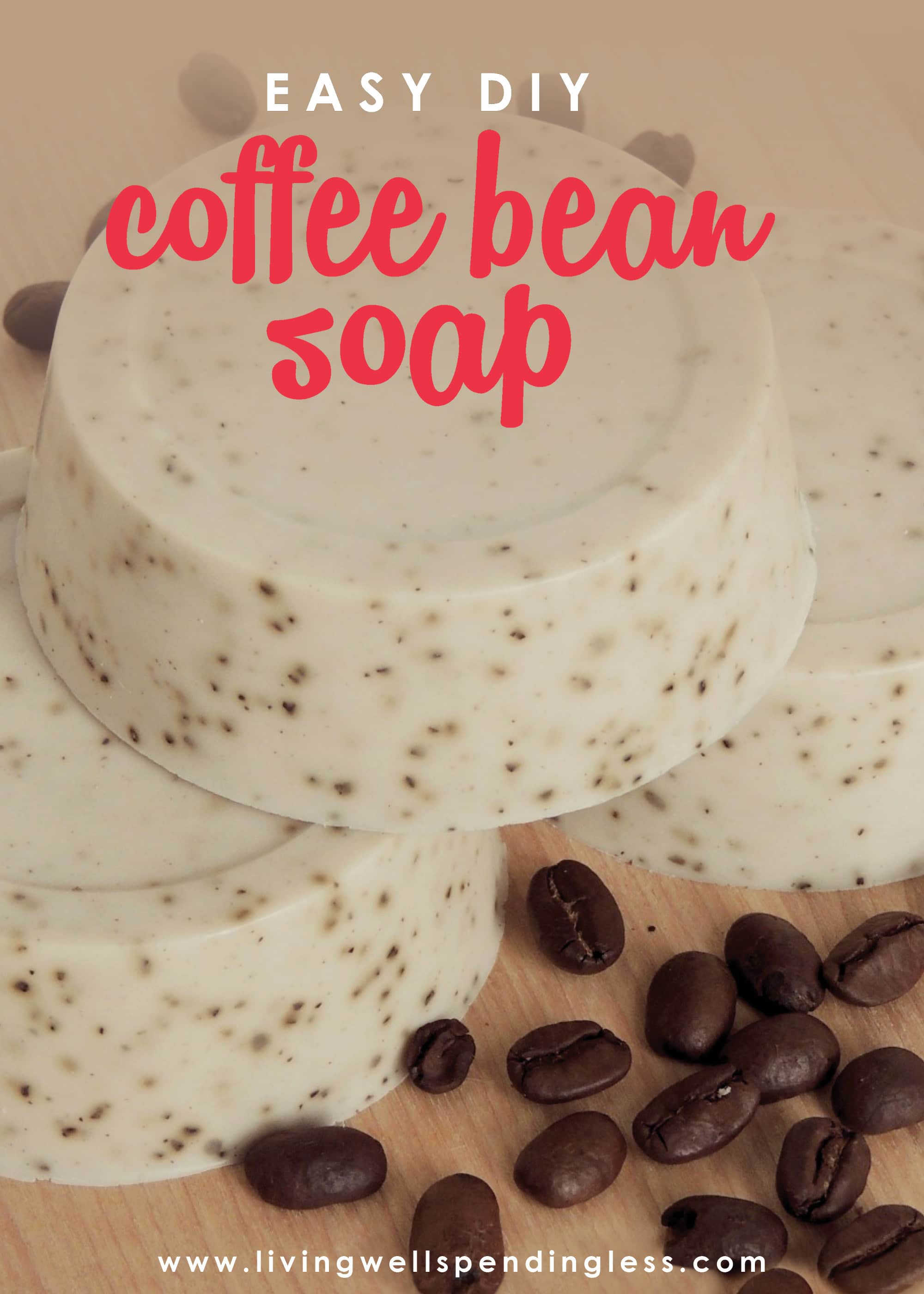 Mmmmm....cofffee....You won't believe how easy it is to whip up this luscious homemade coffee bean soap--just 3 ingredients and 15 minutes is all you need! A perfect gift for the coffee lover in your life, or just a great way to start your day!