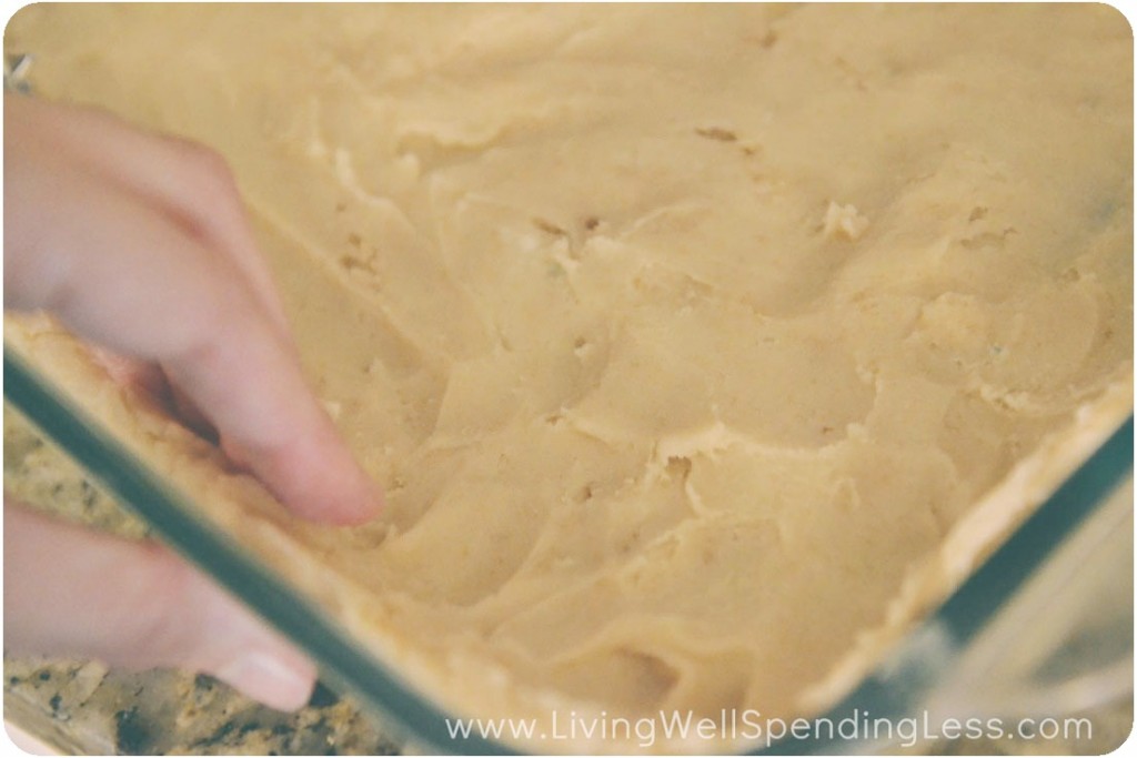 Press dough into a baking dish. 