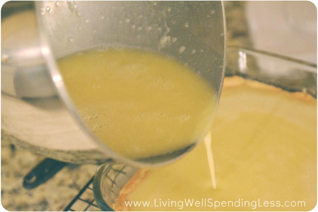 Pour lemon filling over top of crust.