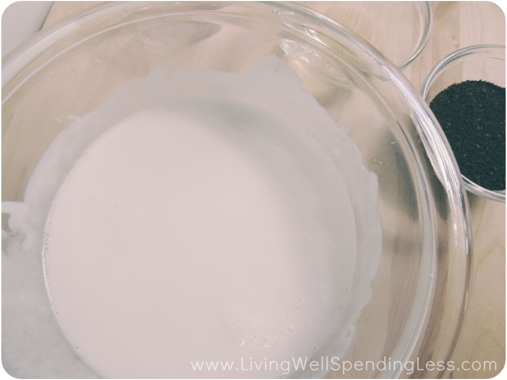 Melt the soap base down until it's even and smooth (in a glass bowl). 