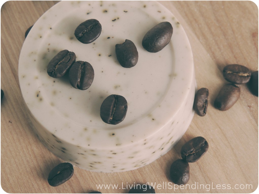 It takes about three hours for your DIY coffee bean soap to fully harden. 
