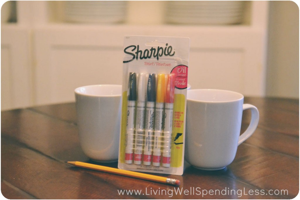 Gather mugs and oil-based Sharpies to make these adorable DIY Sharpie mugs. 