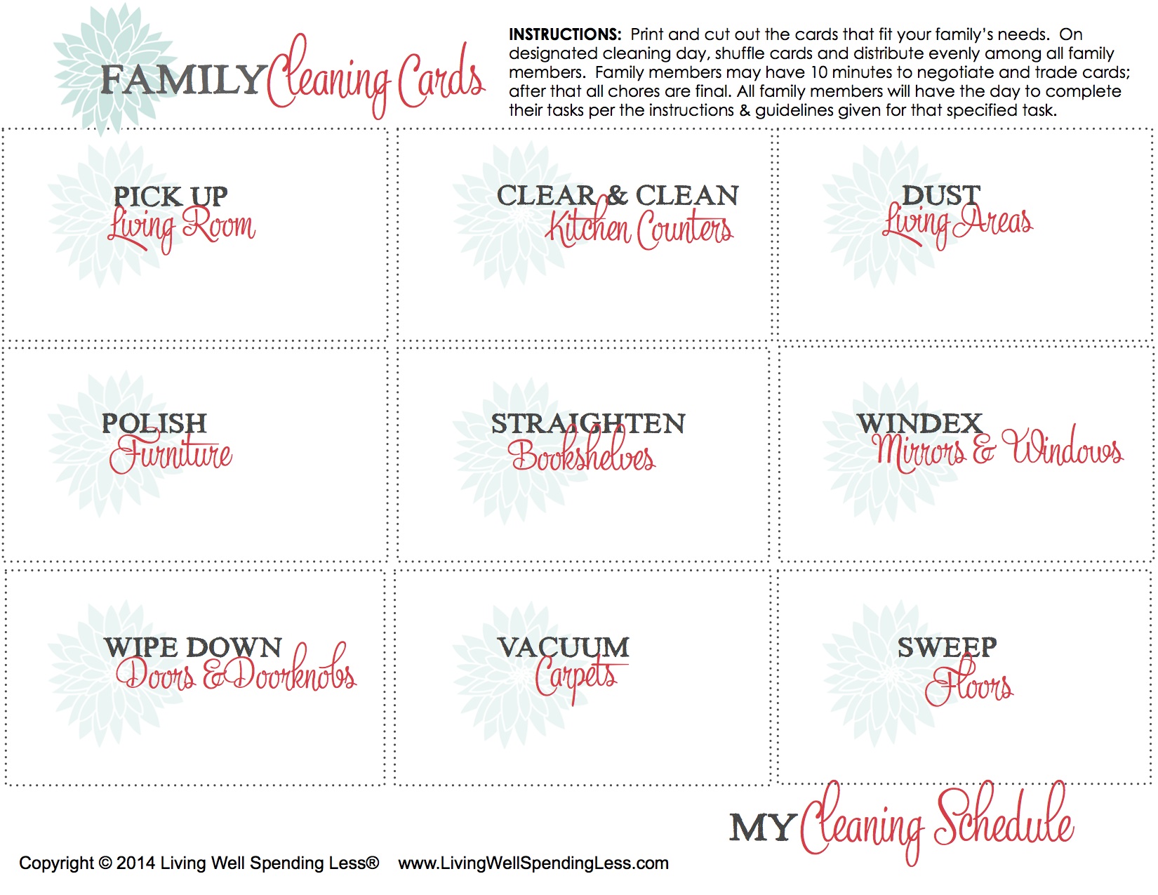 family cleaning schedule