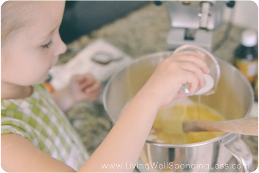 Your kids can help mix the batter for this hummingbird cake recipe.