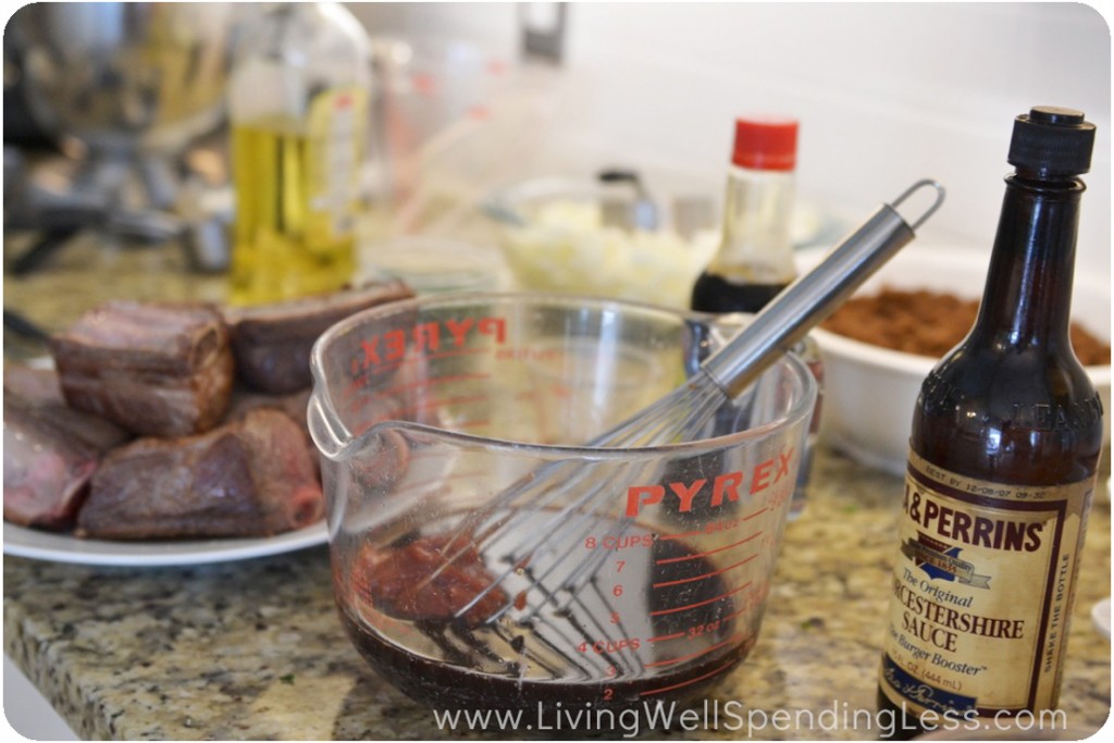 Cheater meals like meat marinades are an easy part of freezer cooking. Simply make the sauce and pour it over meat. 