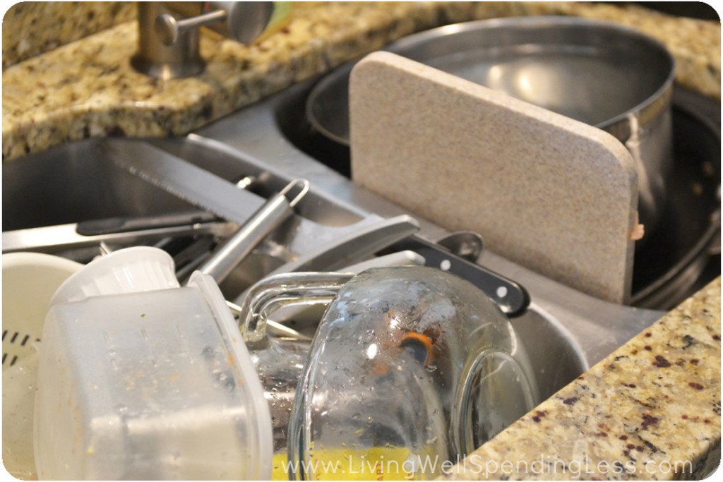 The best part of freezer cooking is that you only end up with a sink full of dishes once a week!