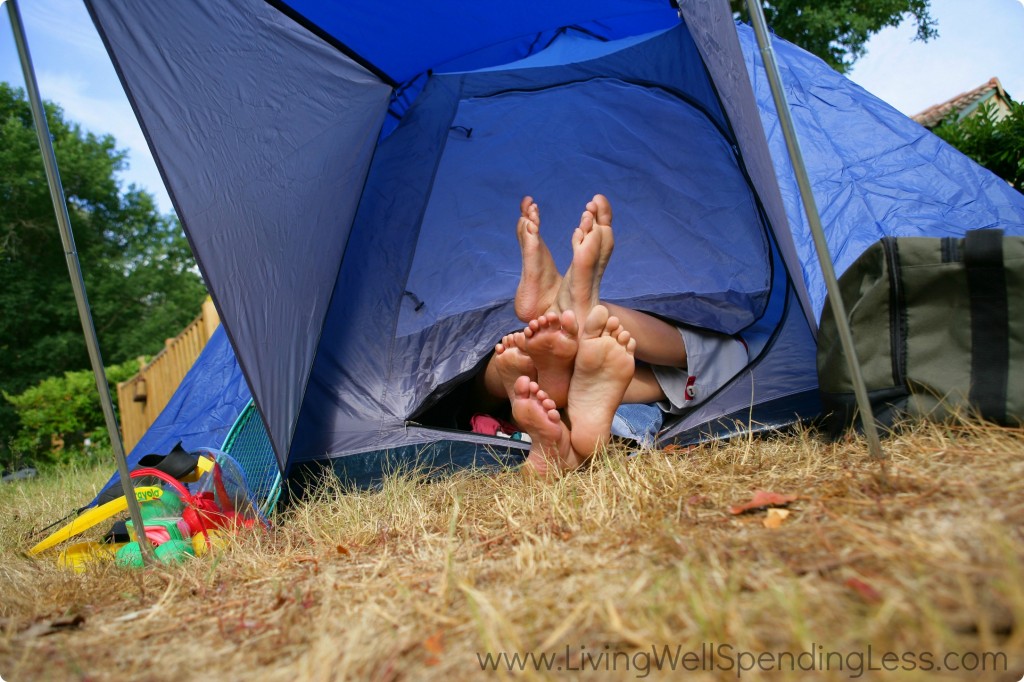 Sometimes every family needs to pitch a tent and kick back together, cooling your bare feet in the breeze!