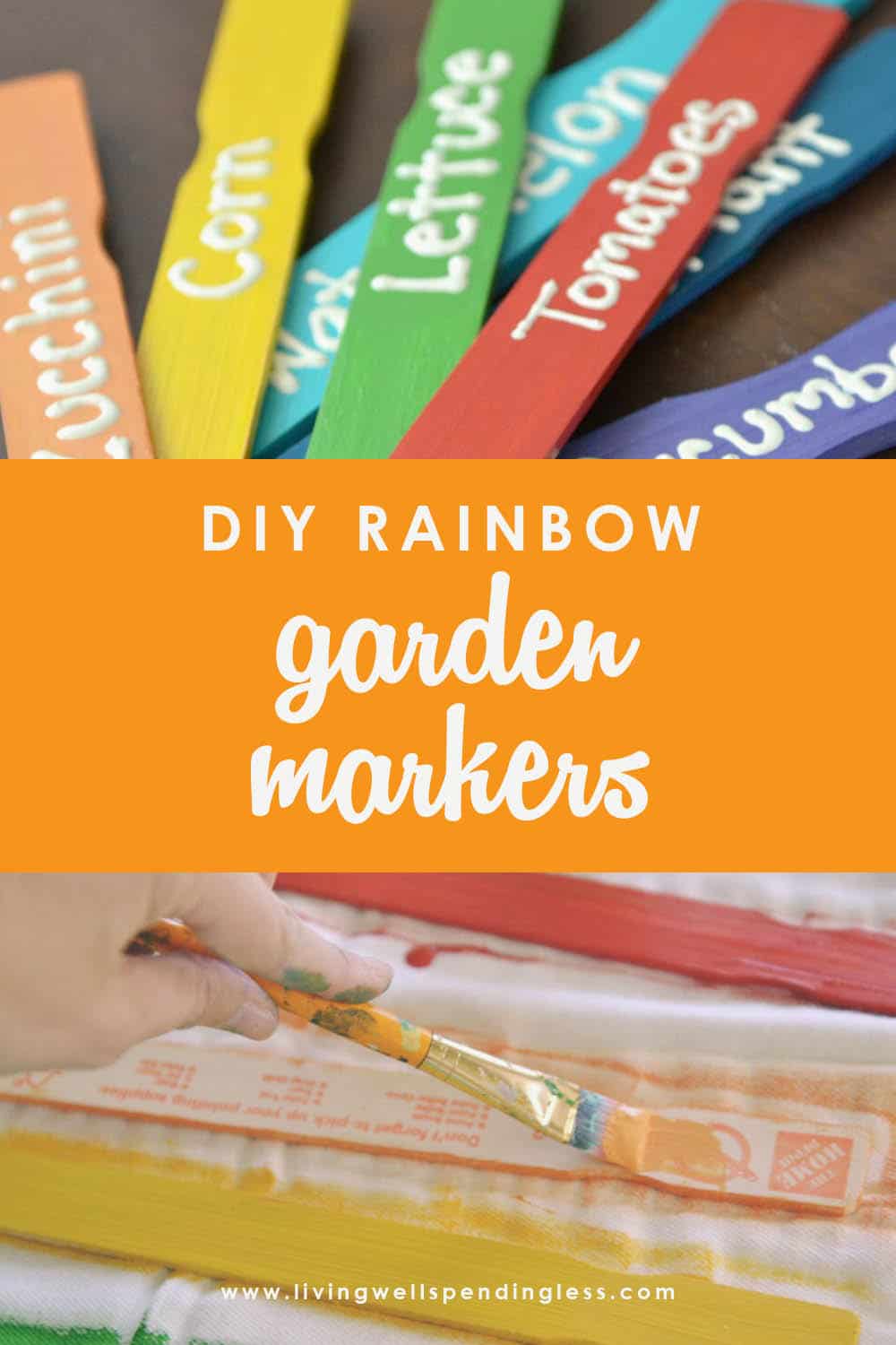 Looking for a cute and fun way to decorate your garden and remember what you planted where? These DIY Rainbow Garden Markers are adorable and a snap to make! #gardenmarkers #gardenmarkerideas #gardenmarkerhacks #gardening #diyhomedecor #diygarden