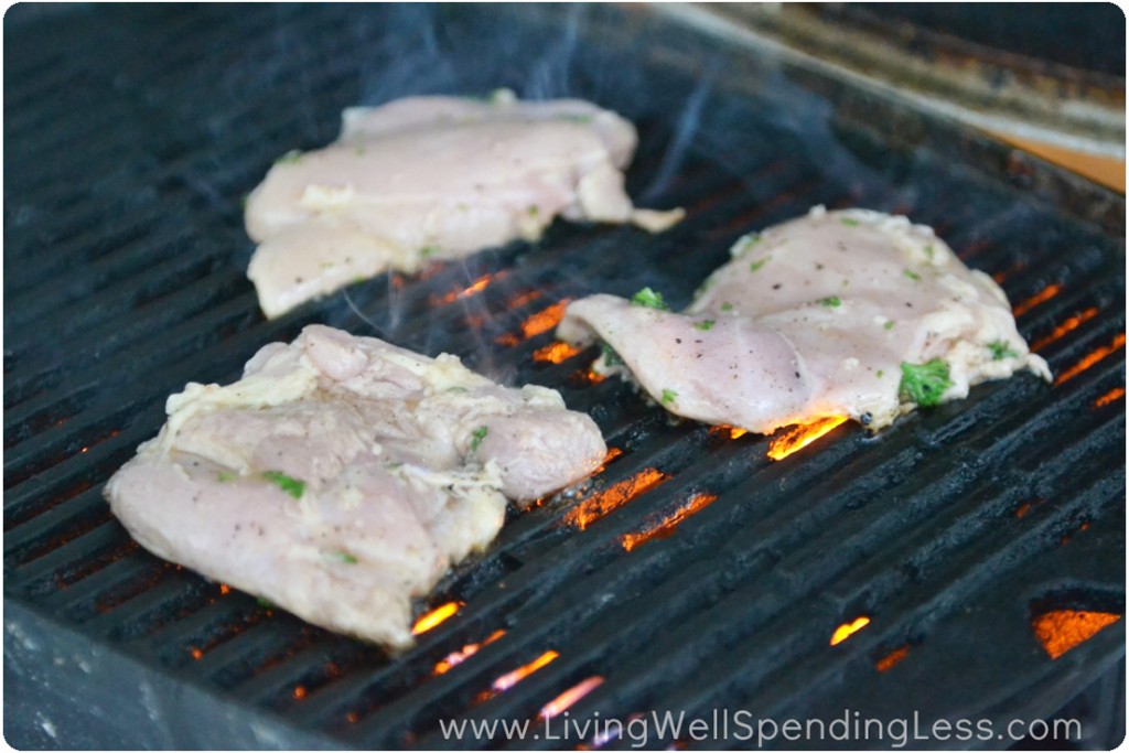 After marinating the chicken it's ready to grill. 