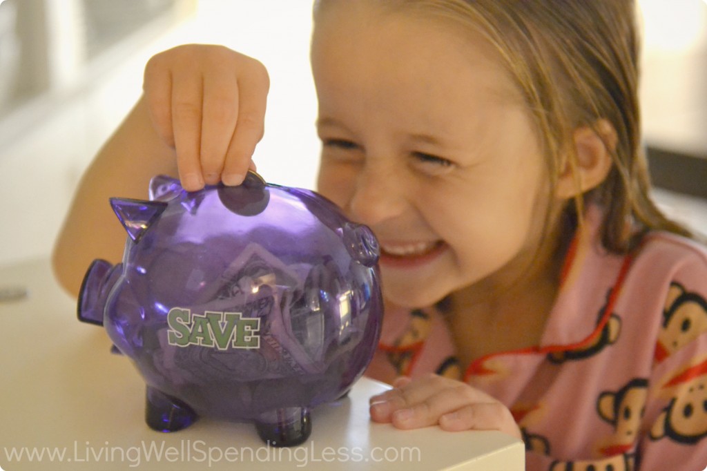 Adding money to your savings piggy bank can be fun!