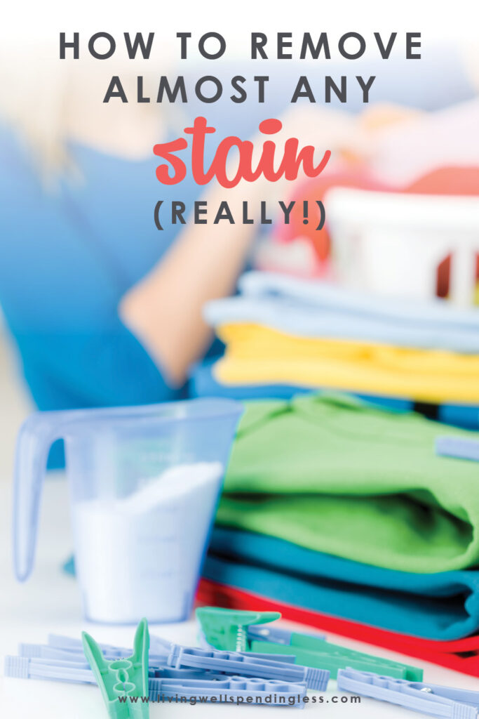 No one wants to toss a perfectly good shirt because of a stain that won't come out! Next time, try these tried & true techniques for removing almost any stain. From blueberries to wine, these simple steps will keep your laundry looking good as new. There's even a cute printable cheat sheet to hang in your laundry room!