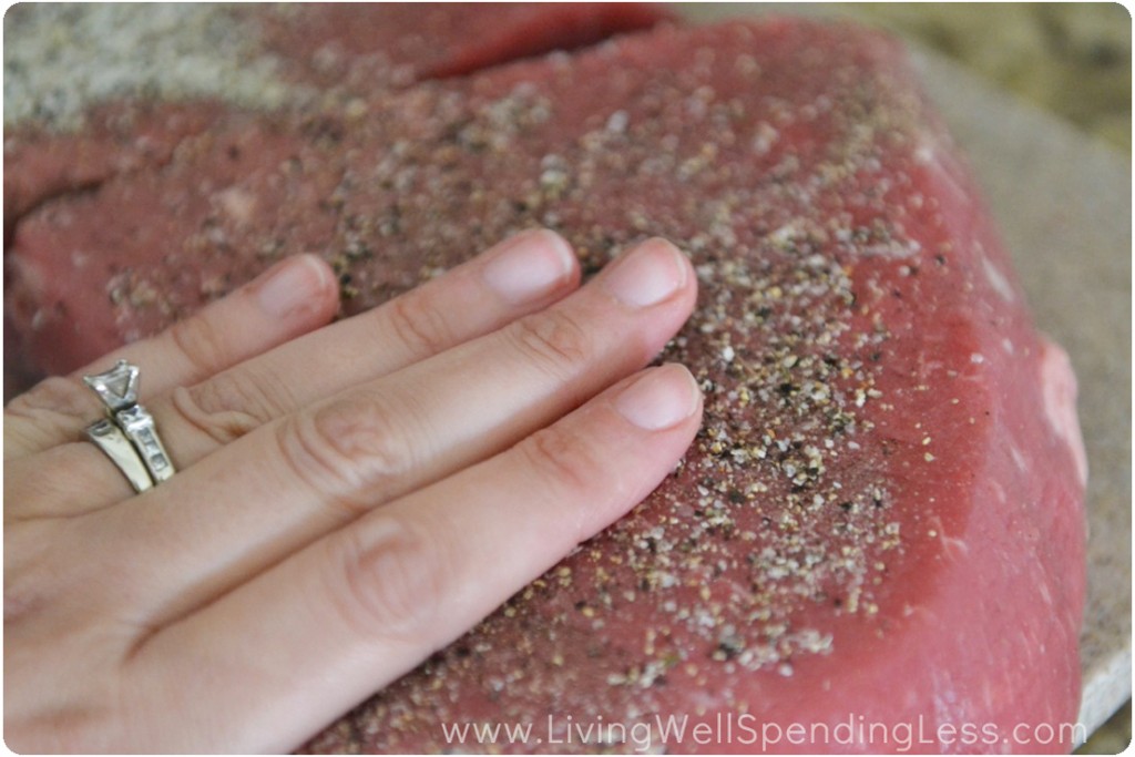 Pat the seasoning into the meat to get plenty of flavor. 