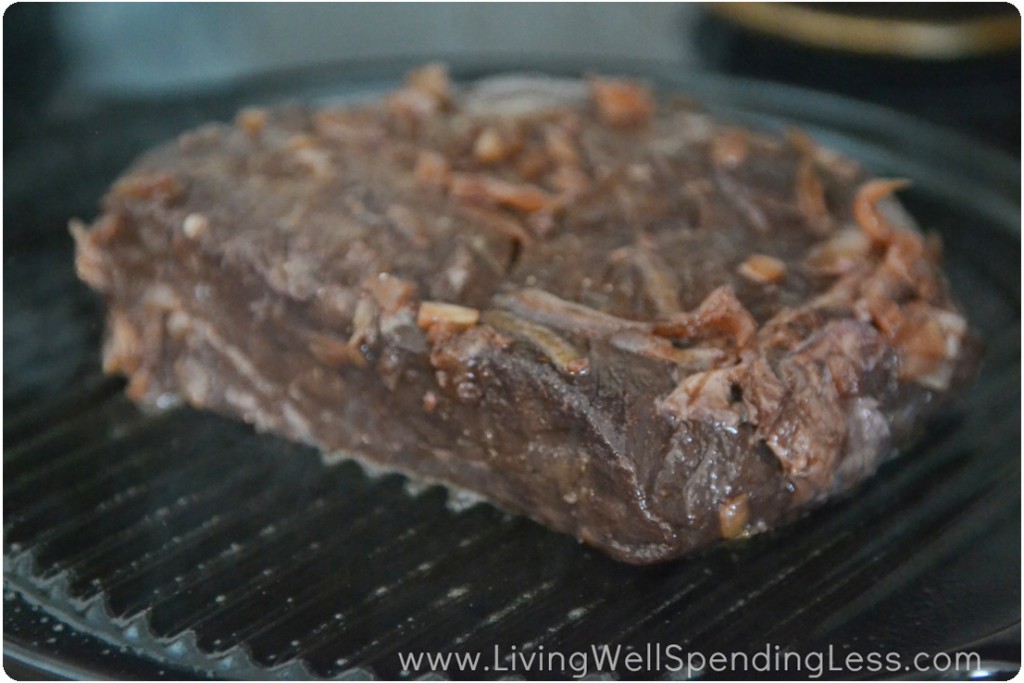 Using a counter top grill to cook the London broil is a great idea.