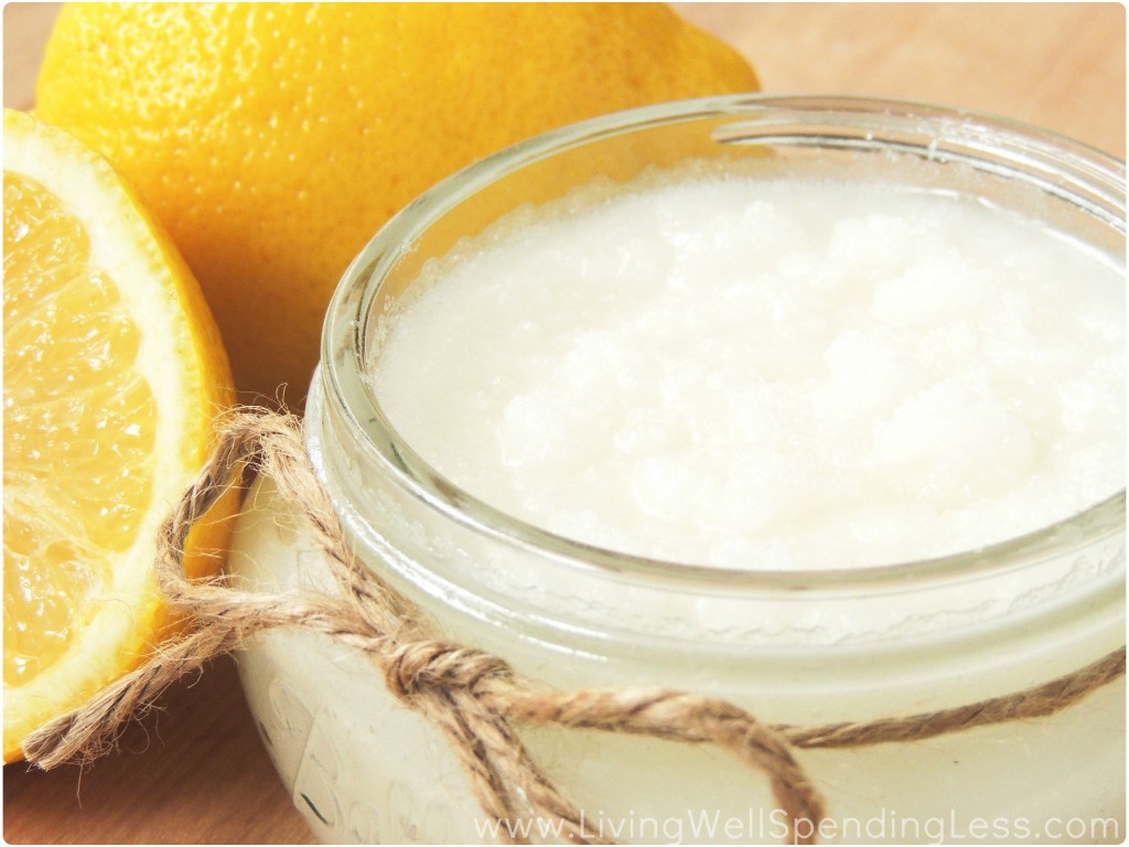 Pour your DIY lemon sugar scrub into a cute jar, so you can share it with friends as a gift. 