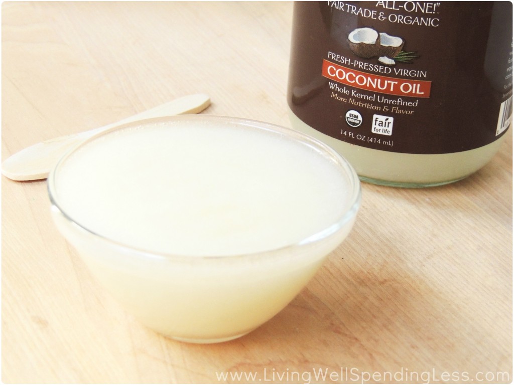 Scoop out a cup of coconut oil for this easy sugar scrub. 
