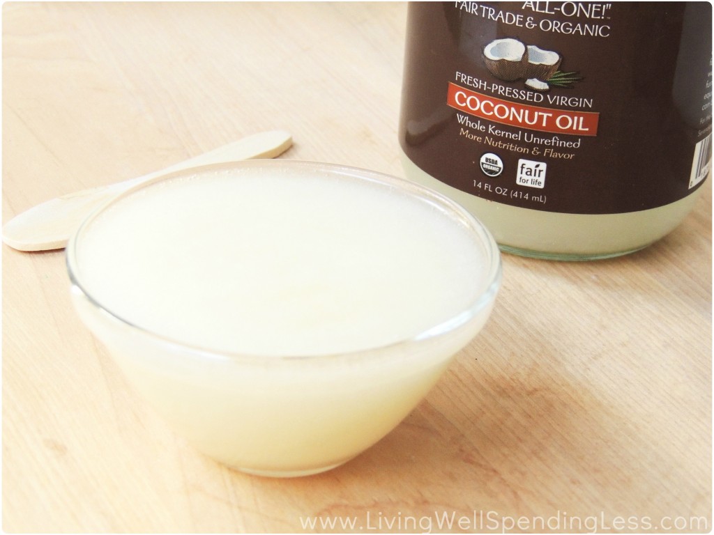 Scoop out a cup of coconut oil for this easy sugar scrub. 