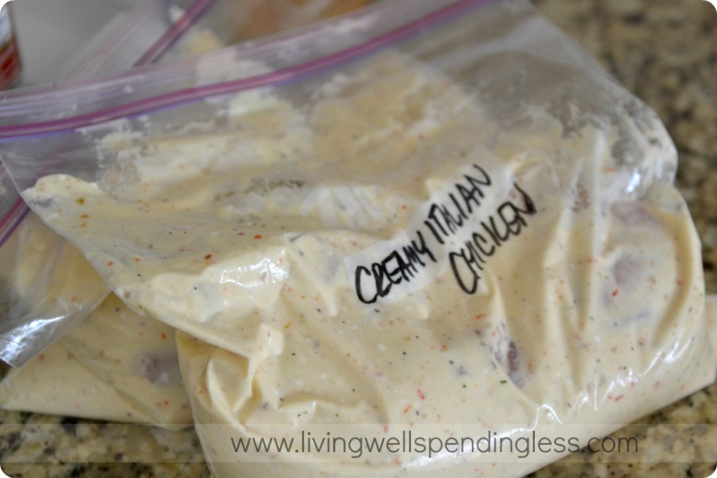 Divide cream cheese mixture into freezer bags. 