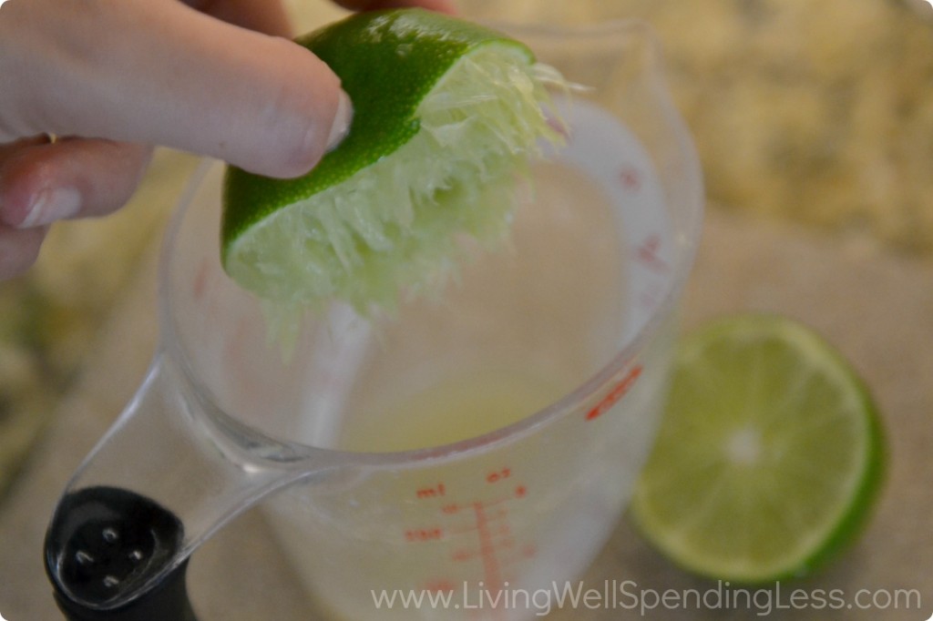 Juice limes for 1/3rd cup of lime juice.