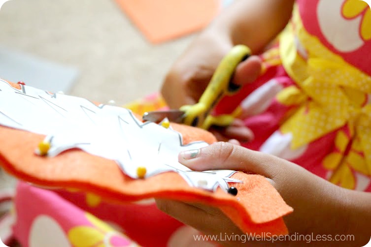 Cut around the pinned patterns on your felt. 