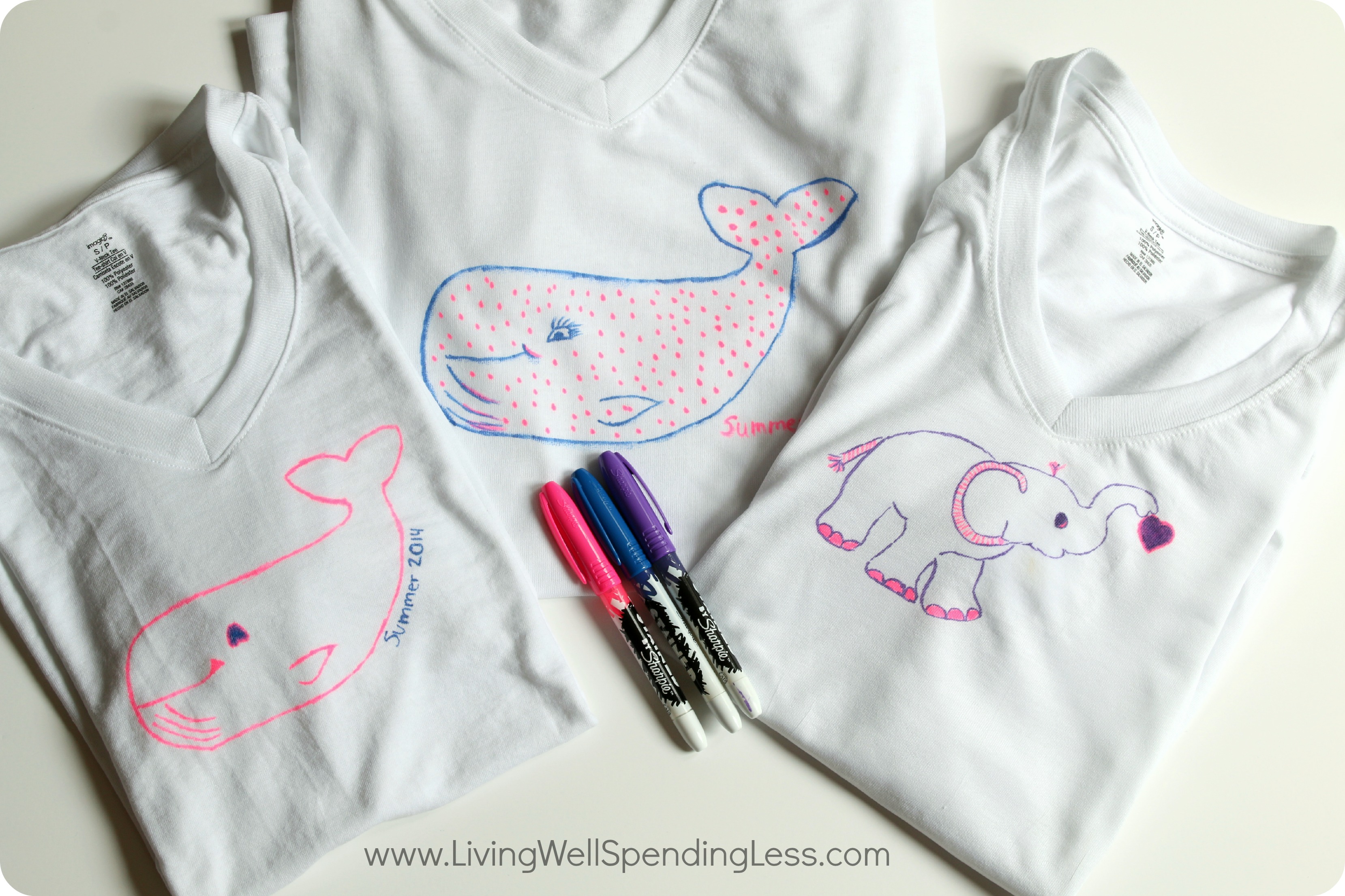 Using the Sharpie Stained markers you can decorate white t-shirts with any DIY design of your choosing. 