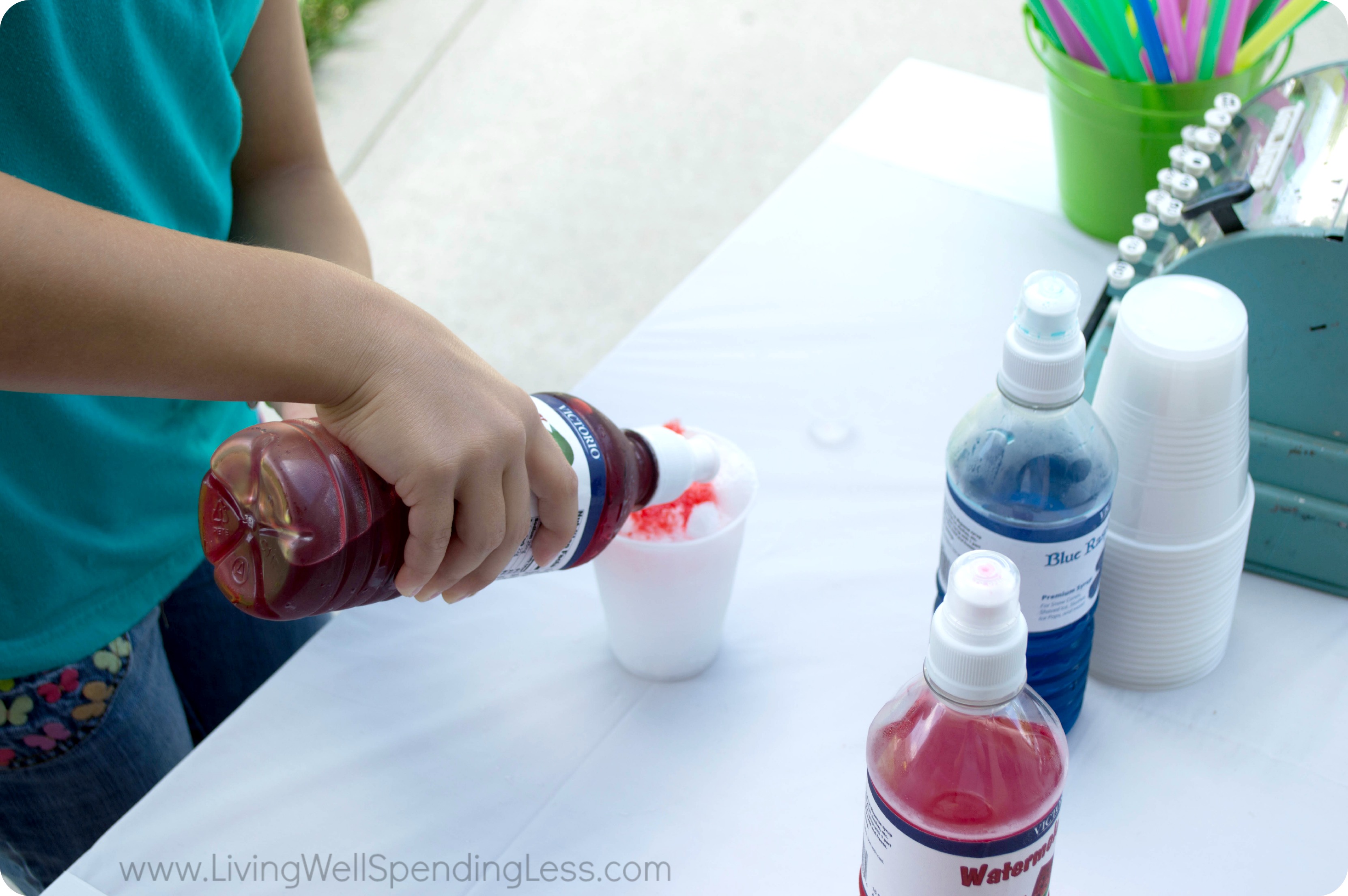 Make these summer time slushies with juice and shaved ice