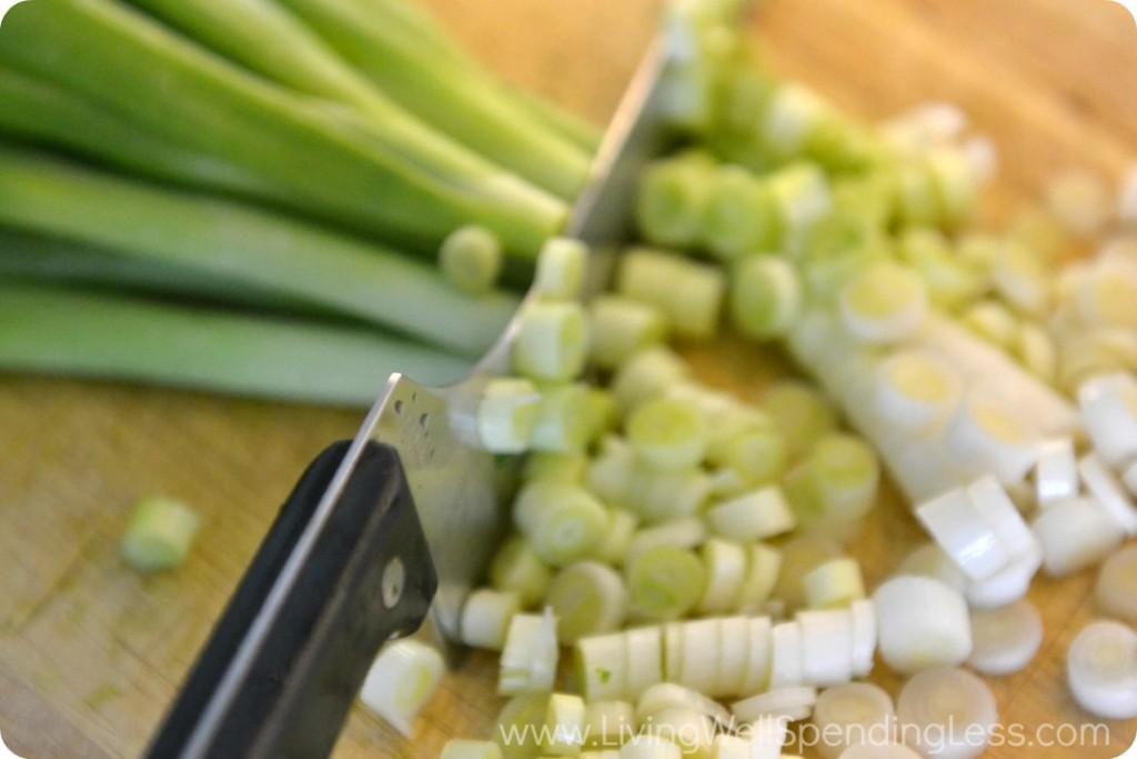 Chop green onion and set aside. 