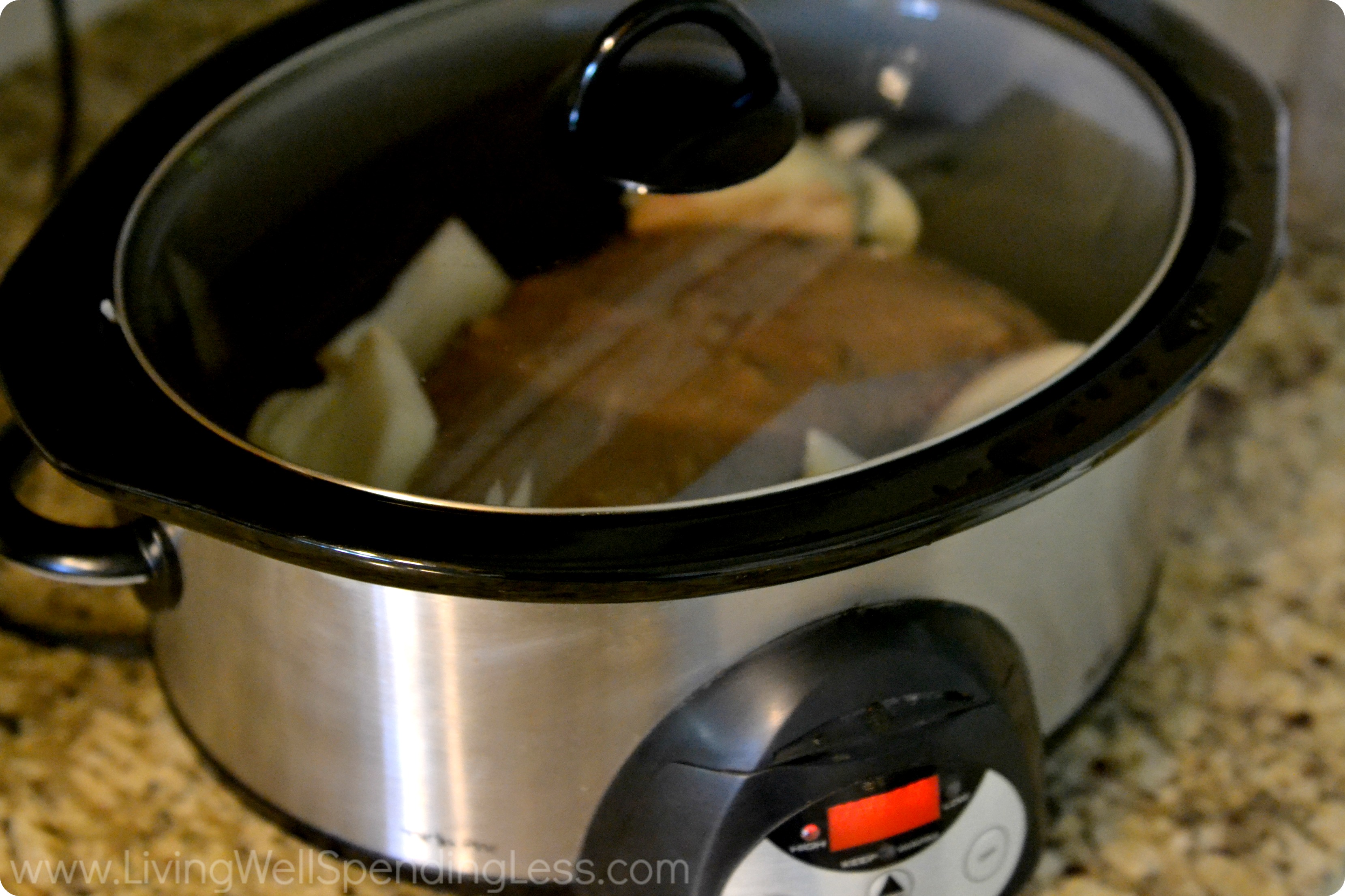 Thaw before cooking. Cook the pot roast on high for 3-4 hours, or low for 8-9 hours on cooking day. 